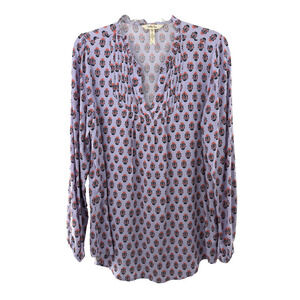 Matilda Jane Women's Multicolor Abstract V-Neck Blouse Size Medium
